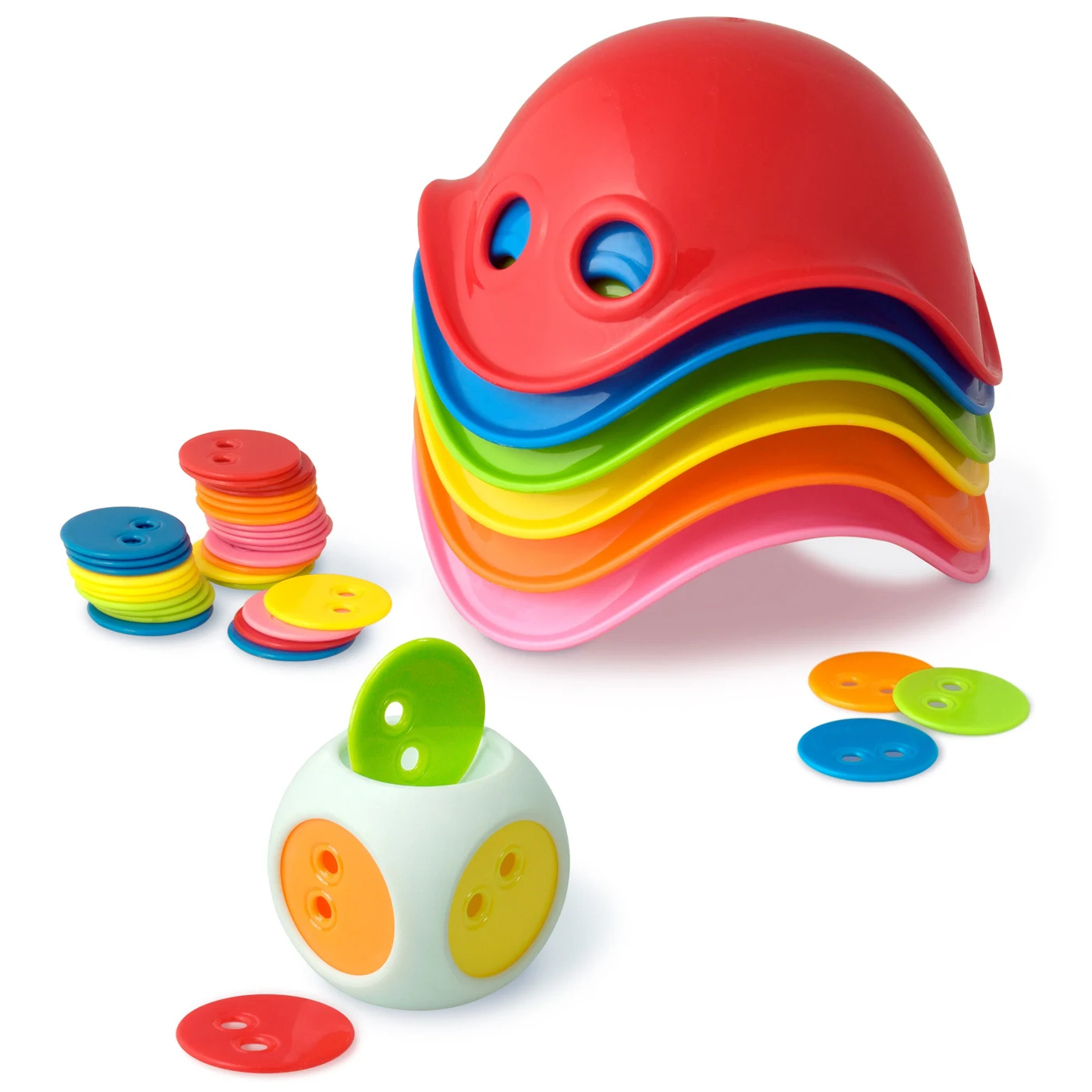 MOLUK Bilibo Game Box — Red, blue, yellow, green, orange, pink + white