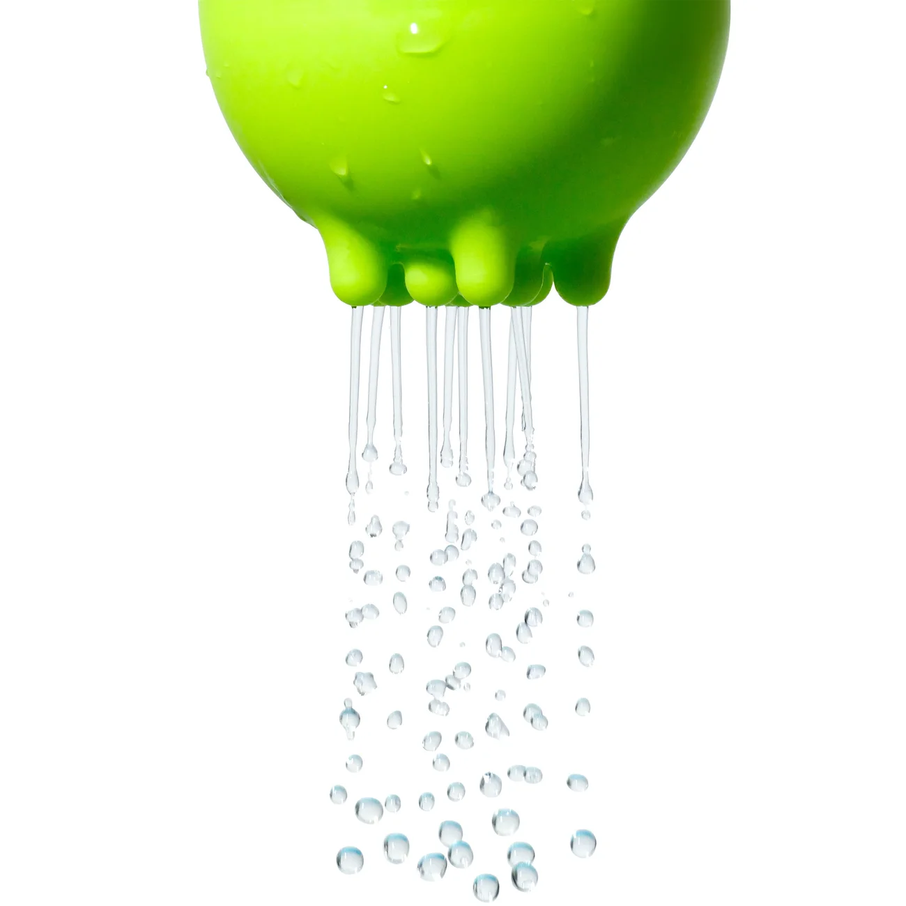 MOLUK Pluï Rainball · Classic colour assortment — Green Plui Rainball showing the water-flow effect.