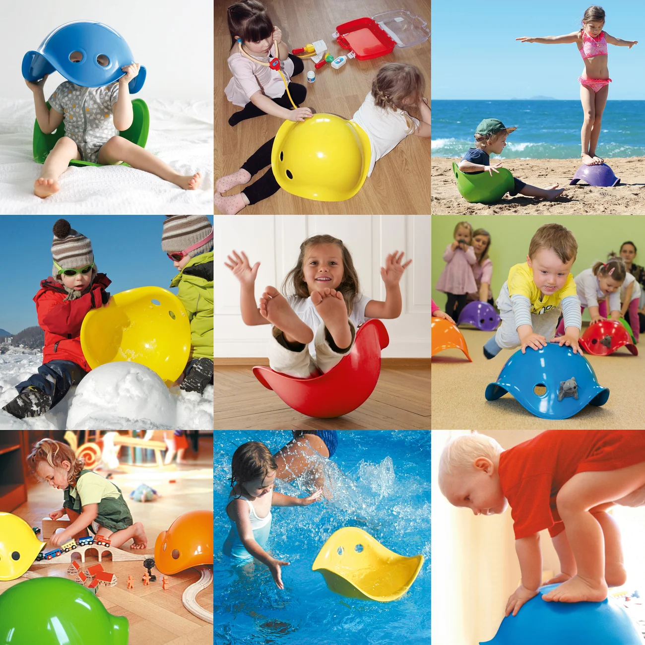 MOLUK Bilibo · Classic 12-piece assortment — Bilibo play ideas for indoors, outdoors, sand and snow.