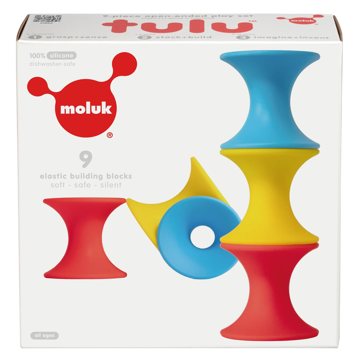 MOLUK Tulu · Primary 9-piece set — Blue, red, yellow